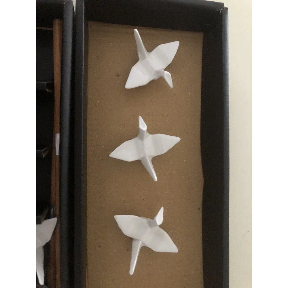 5 pair 5 piece Bamboo Chopsticks w/ White Porcelain Crane Chopsticks Rests Set